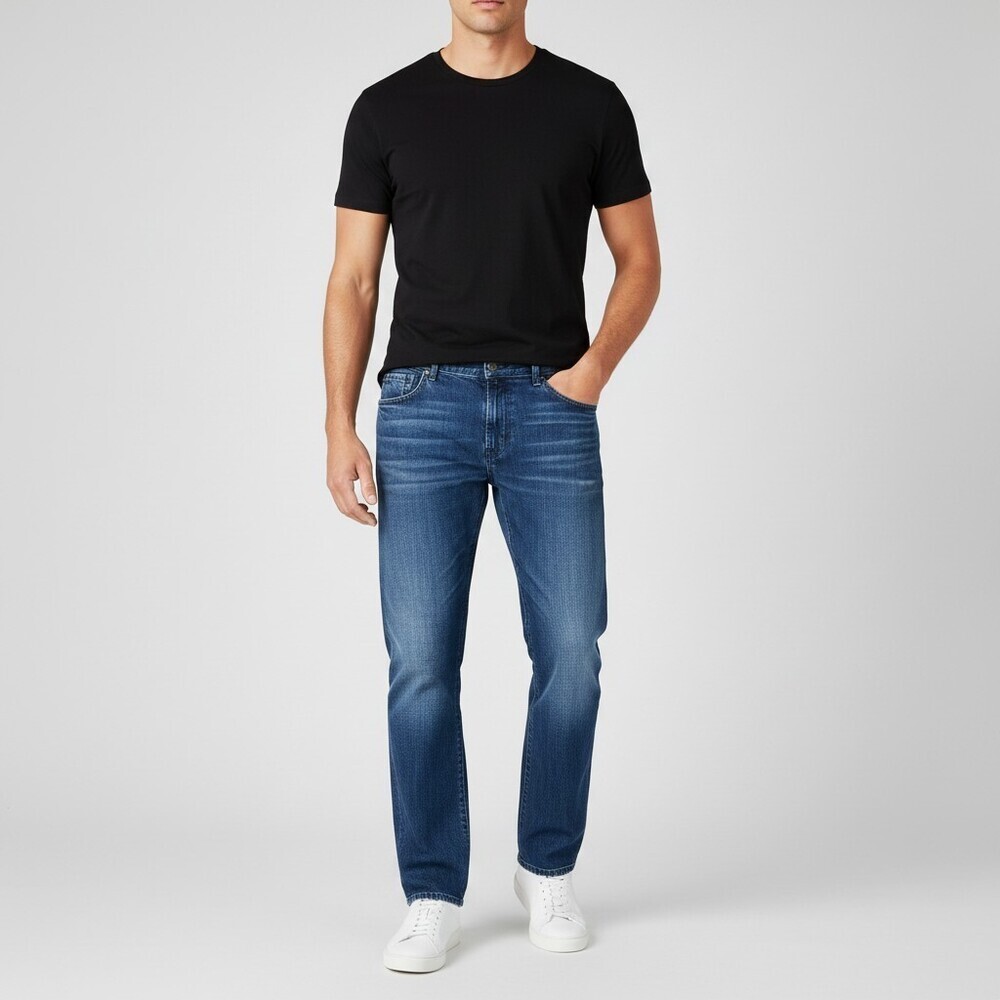 7 For All Mankind Austyn Relaxed Straight Leg Jeans Men's 36 Medium Blue Wash